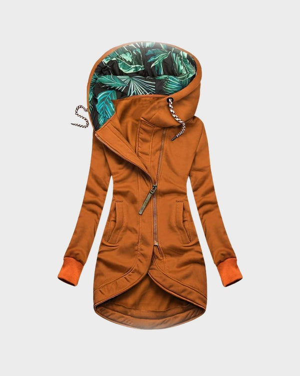 Manteau Long et Moderne pour Femme avec Capuche Imprimée