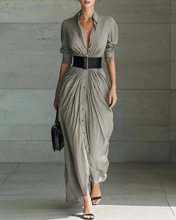 LOUISE | Robe chemise longue avec ceinture