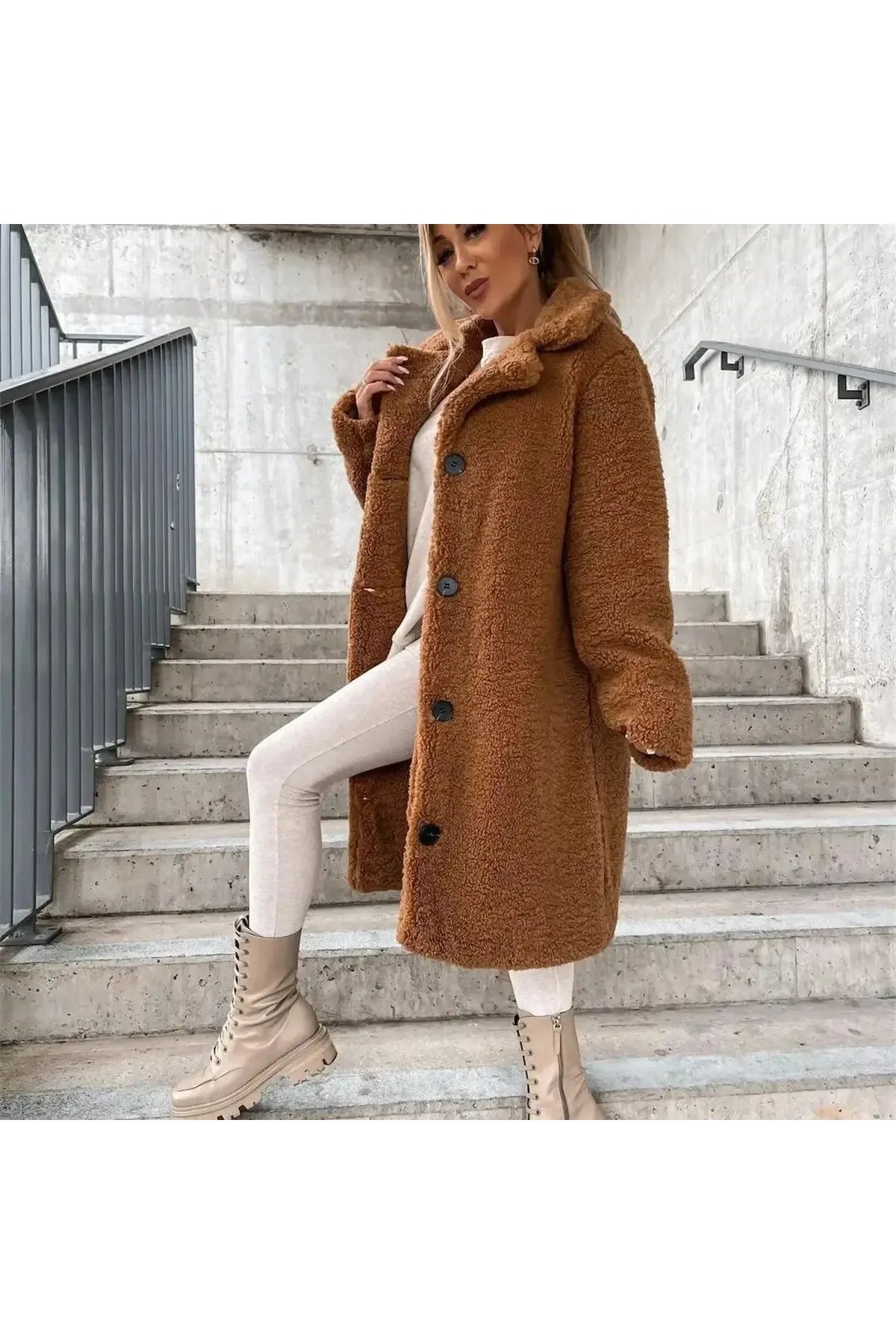 Veste Teddy Longue Douce et Stylée pour Femme