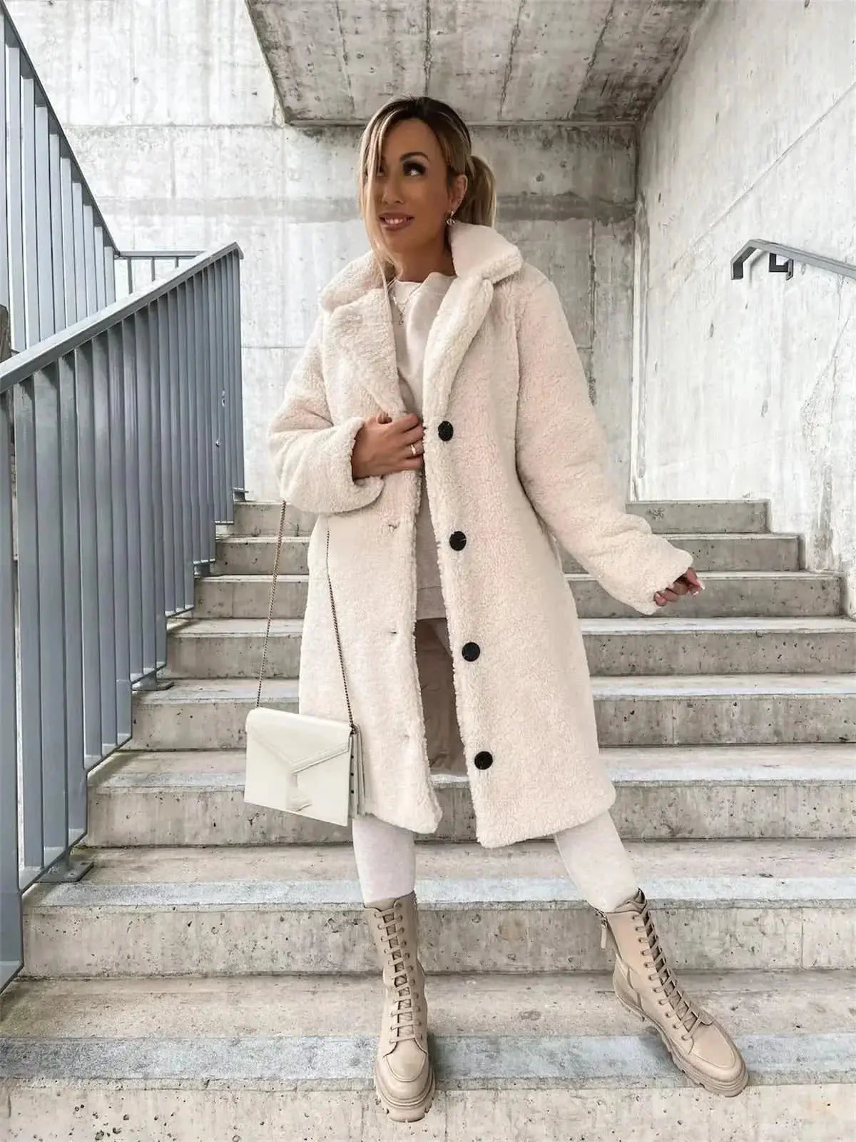 Veste Teddy Longue Douce et Stylée pour Femme