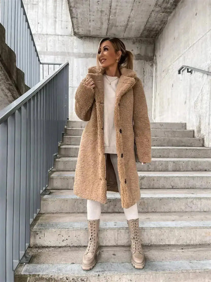 Veste Teddy Longue Douce et Stylée pour Femme