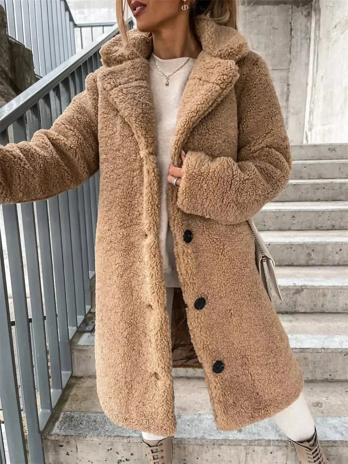 Veste Teddy Longue Douce et Stylée pour Femme