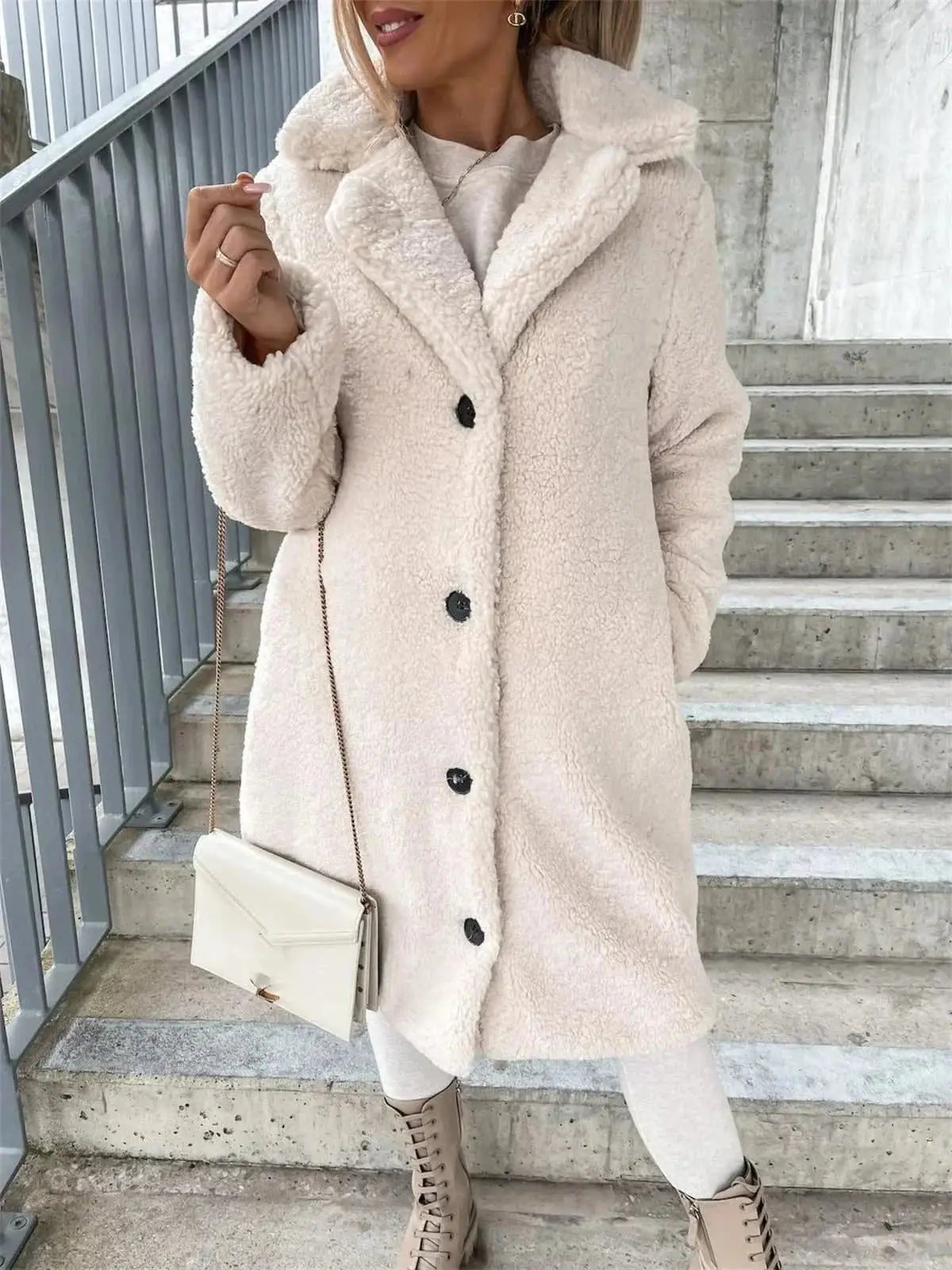 Veste Teddy Longue Douce et Stylée pour Femme
