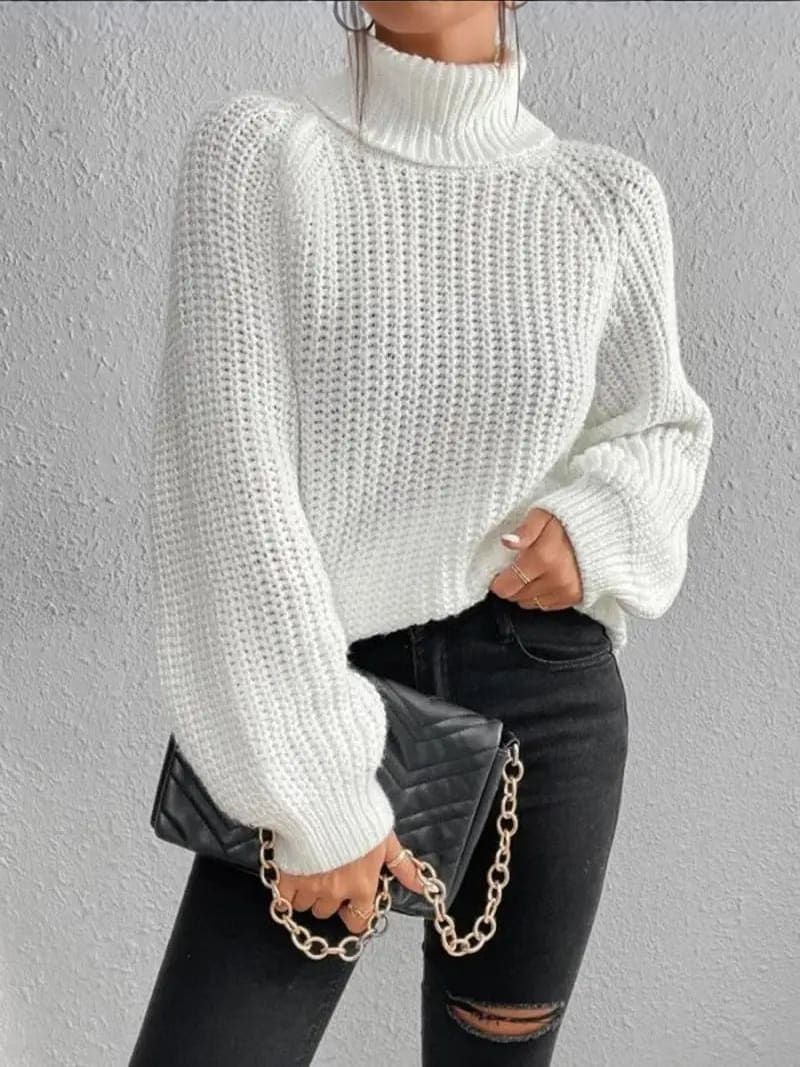 CHARLIE | Pull Long à Col Roulé Tricoté