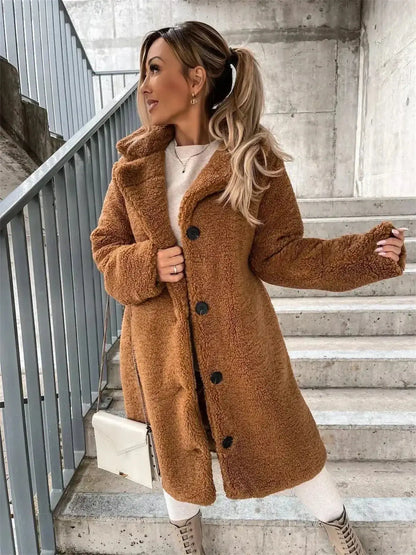 Veste Teddy Longue Douce et Stylée pour Femme