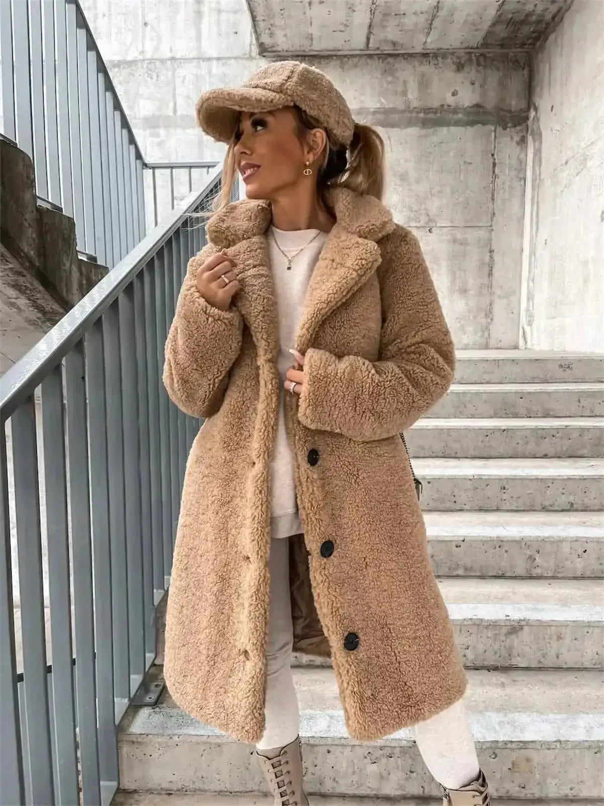 Veste Teddy Longue Douce et Stylée pour Femme