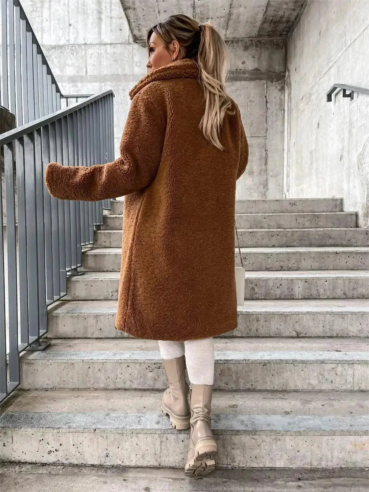 Veste Teddy Longue Douce et Stylée pour Femme