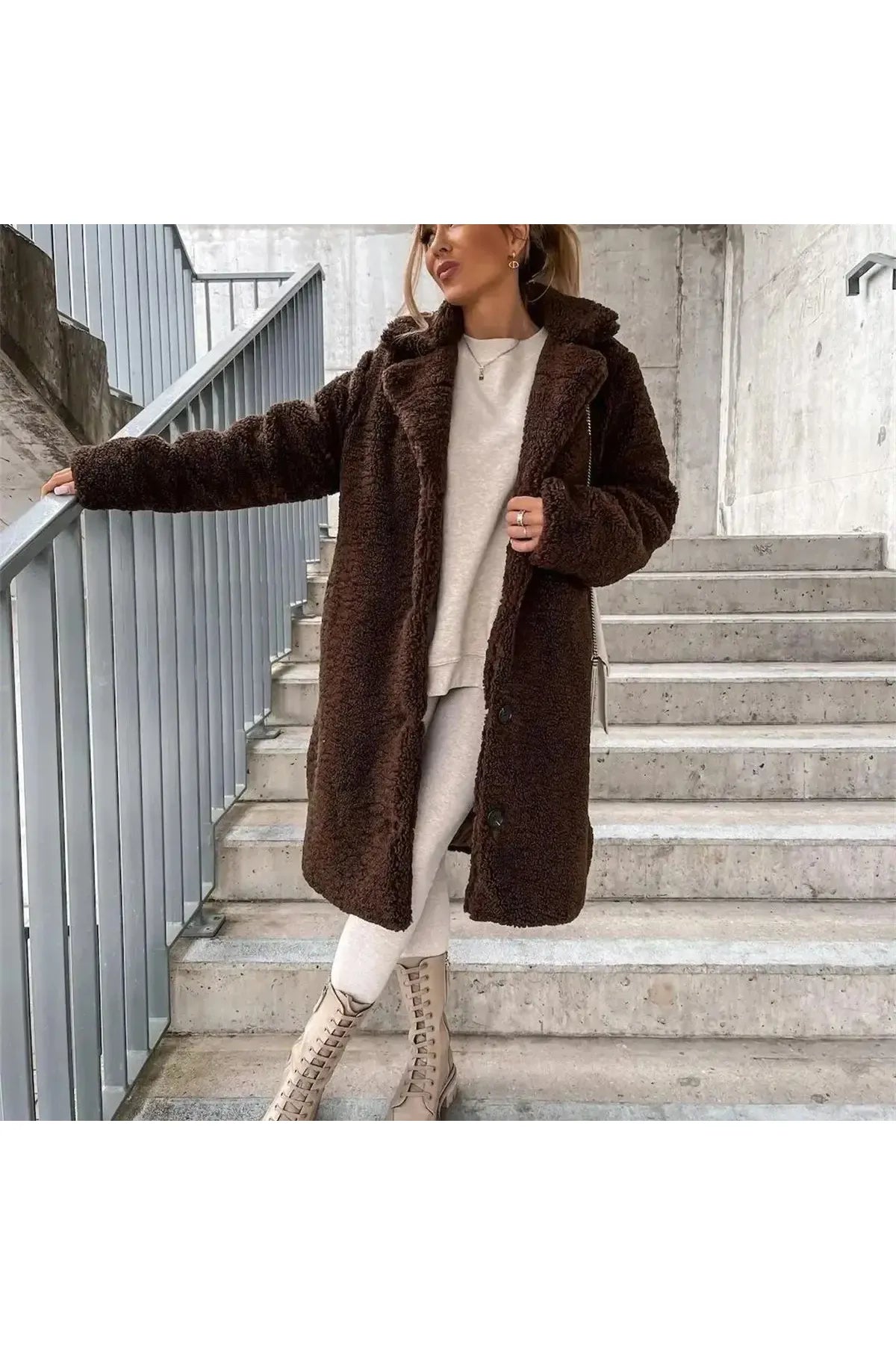 Veste Teddy Longue Douce et Stylée pour Femme