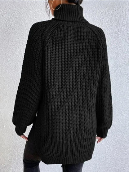 CHARLIE | Pull Long à Col Roulé Tricoté