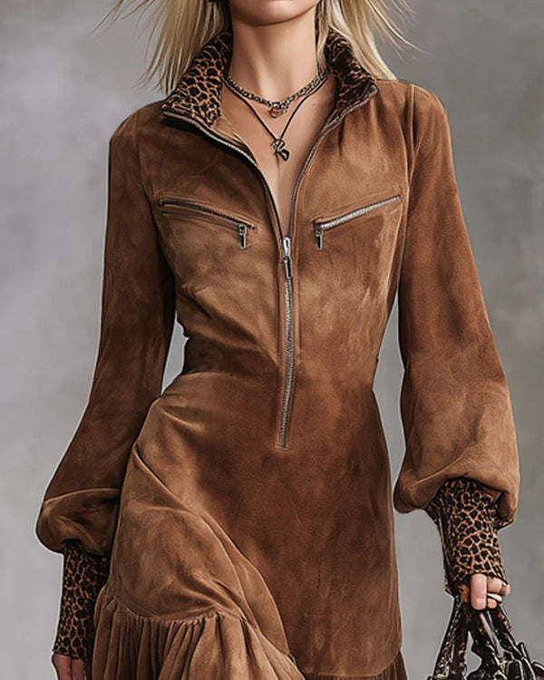 CHLOE | Robe Suédine Patchwork Léopard