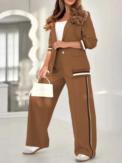 AMORA - Ensemble décontracté chic pour femme en blanc cassé