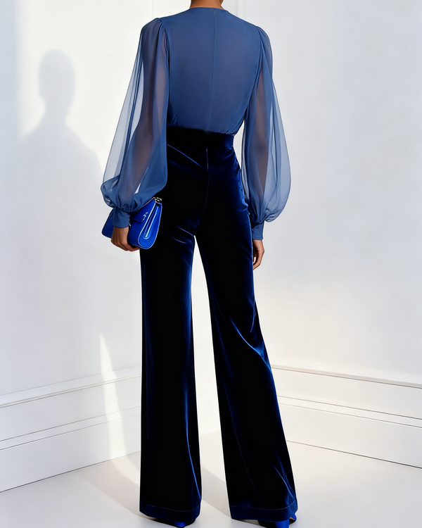 TINA | Combinaison Cocktail – Transparence & Plissés Sculptants