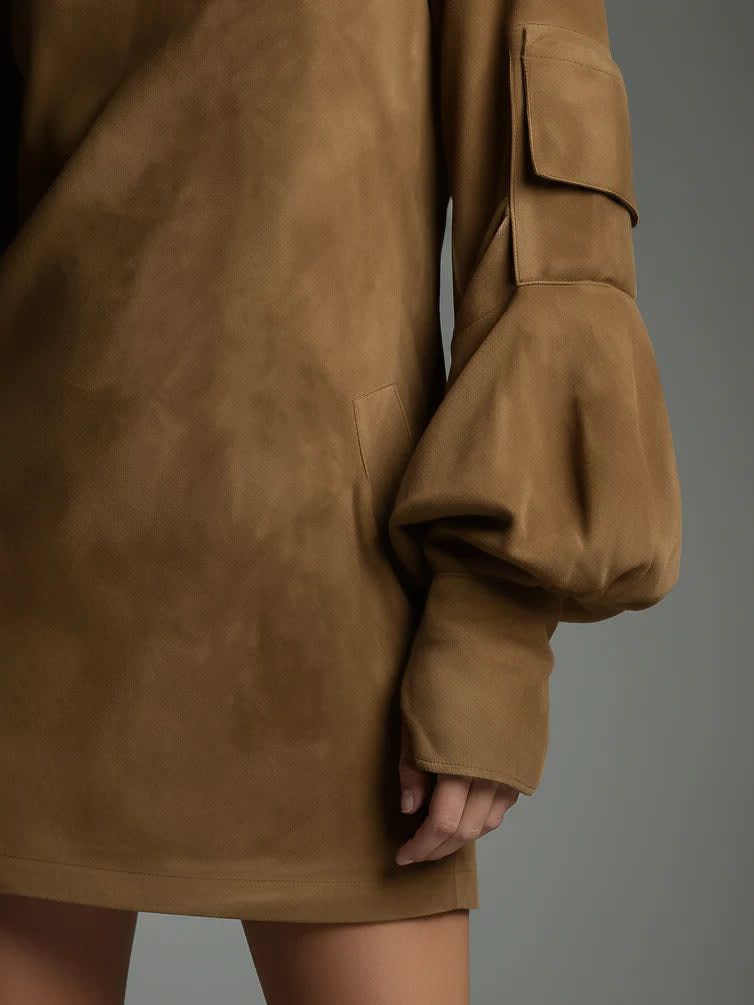 ANAÏS | Robe courte en suédine á col roulé