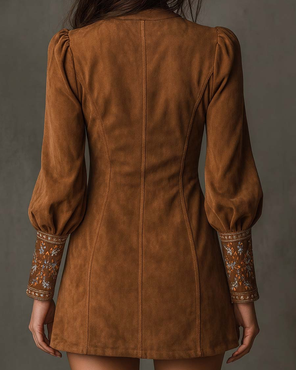 AMÉLIA | ROBE COURTE EN SUÉDINE BRODÉE