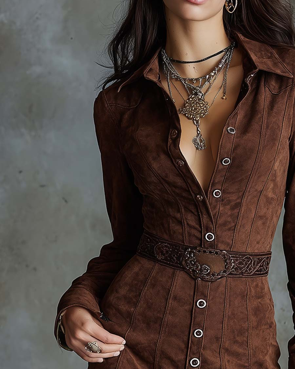 EMMA | Robe chemise en suédine