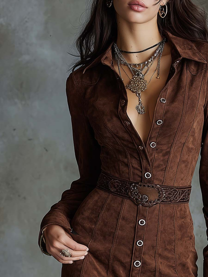 EMMA | Robe chemise en suédine