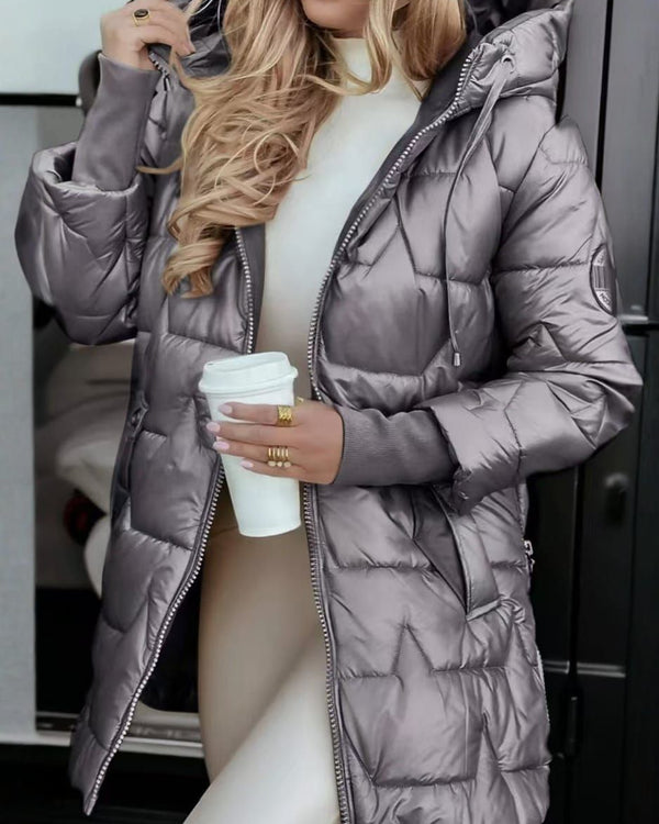 Veste d’automne femme avec capuche, chaude et élégante