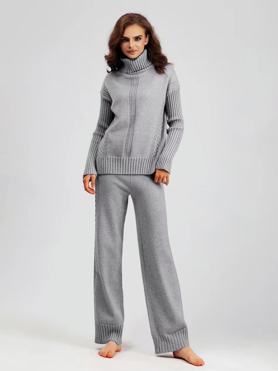 SCARLETT | Ensemble Tricot Col Montant & Pantalon