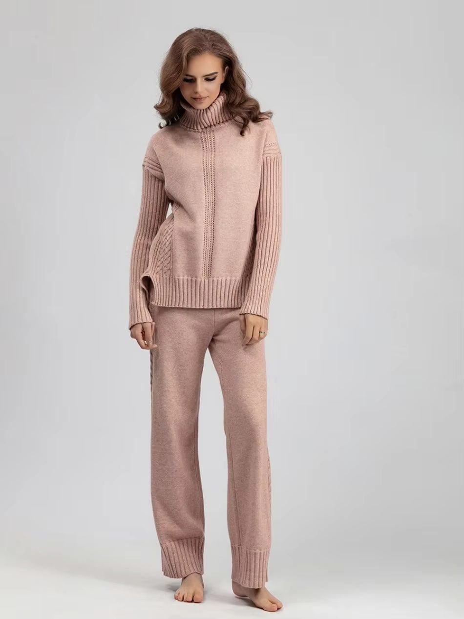 SCARLETT | Ensemble Tricot Col Montant & Pantalon