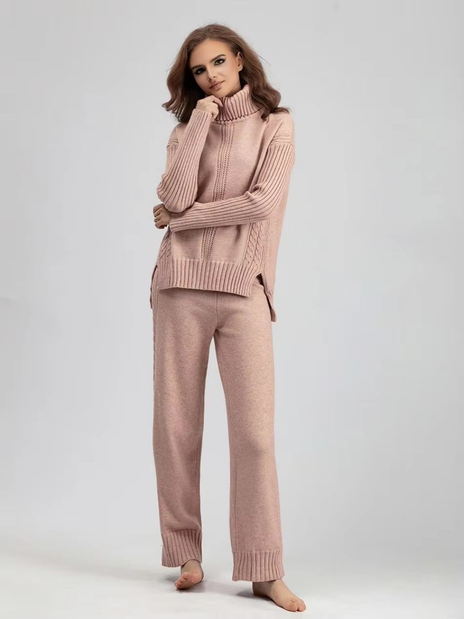 SCARLETT | Ensemble Tricot Col Montant & Pantalon