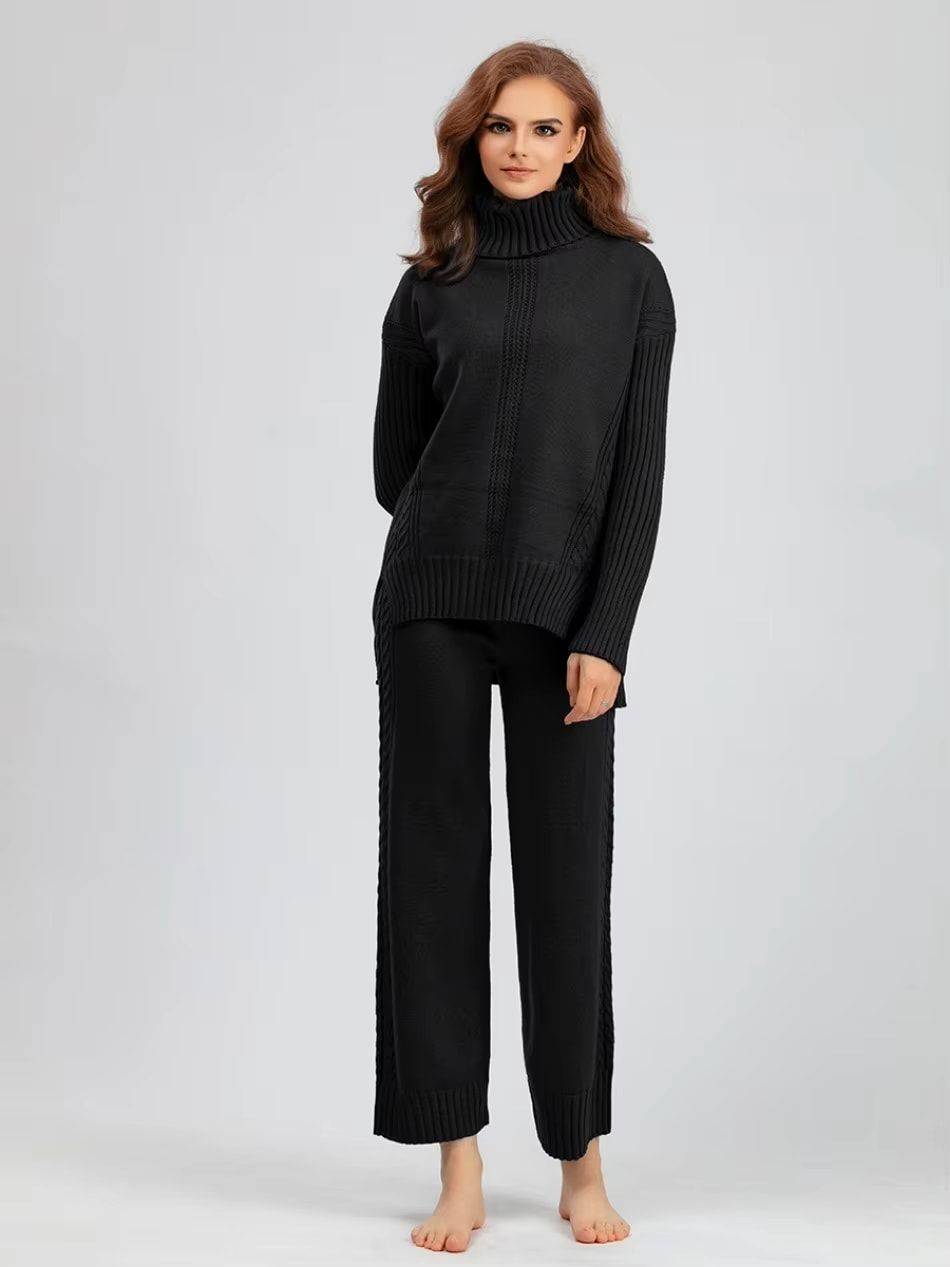 SCARLETT | Ensemble Tricot Col Montant & Pantalon