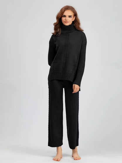 SCARLETT | Ensemble Tricot Col Montant & Pantalon