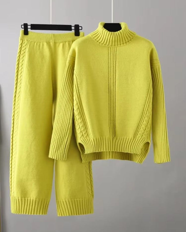 SCARLETT | Ensemble Tricot Col Montant & Pantalon