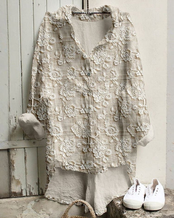 Blouse Clemence en coton et lin à imprimé floral