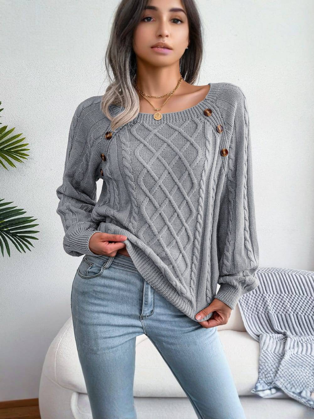Pull Romane en maille torsadée camel, confort et élégance