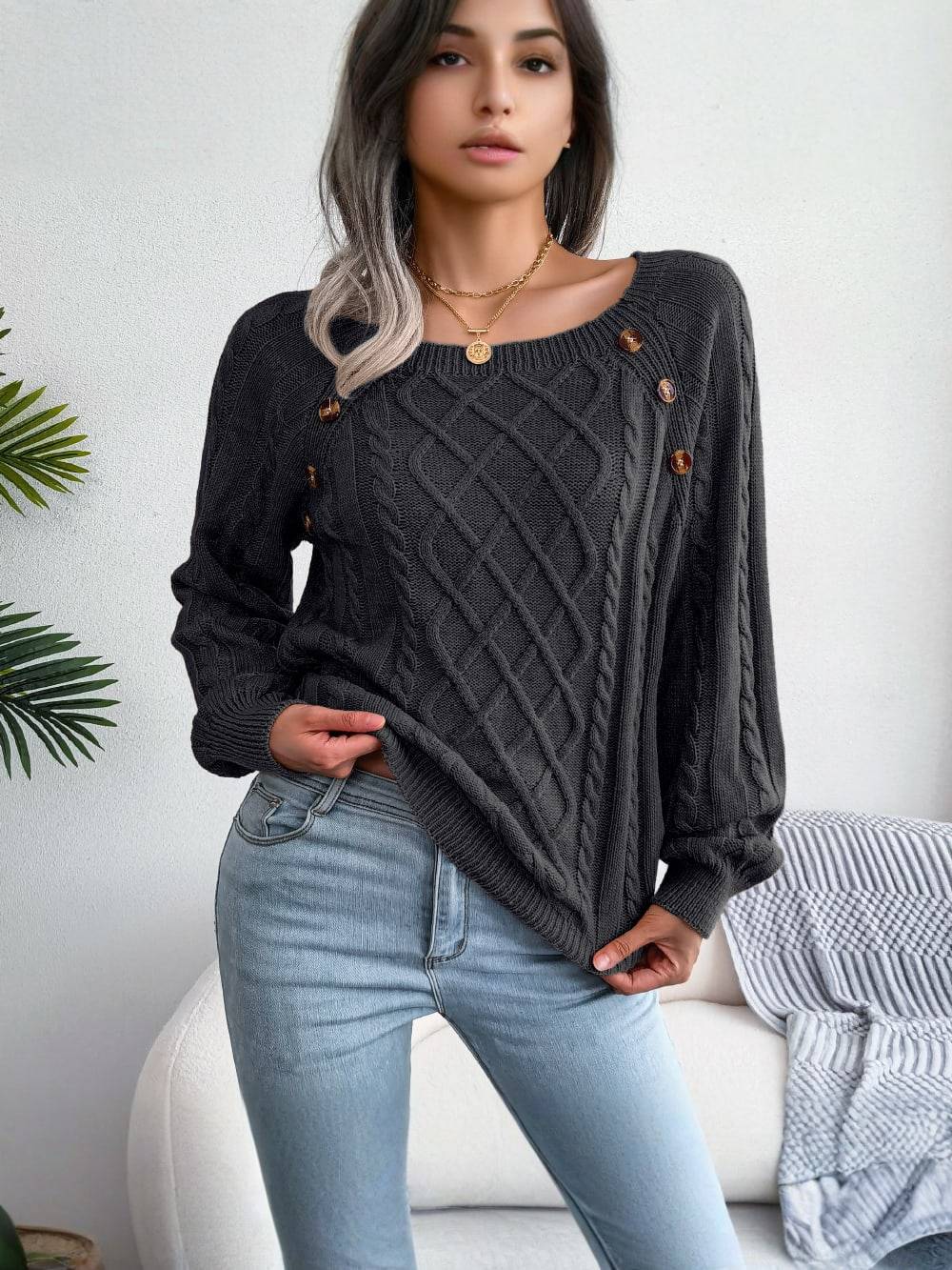 Pull Romane en maille torsadée camel, confort et élégance