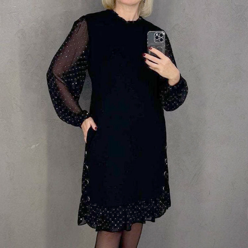 MILA | Noire à Strass & Col Rond