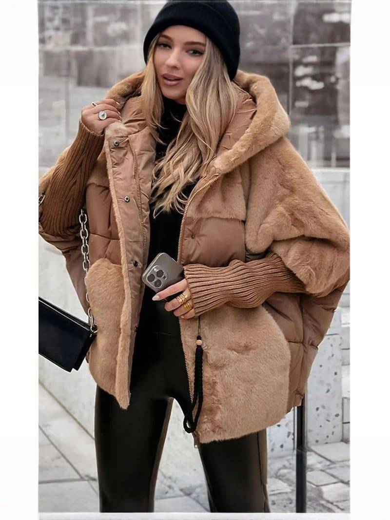 MALIA | Doudoune oversize patchwork à capuche