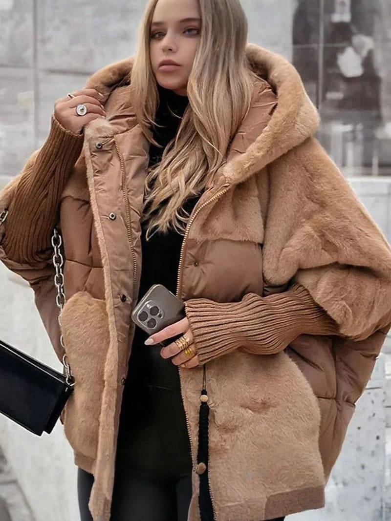 MALIA | Doudoune oversize patchwork à capuche