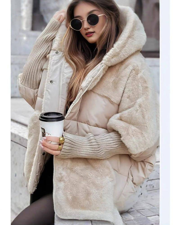 MALIA | Doudoune oversize patchwork à capuche